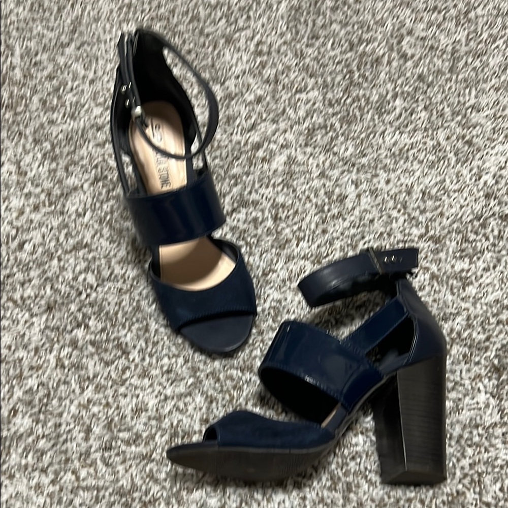 Women's Navy Heeled Sandals